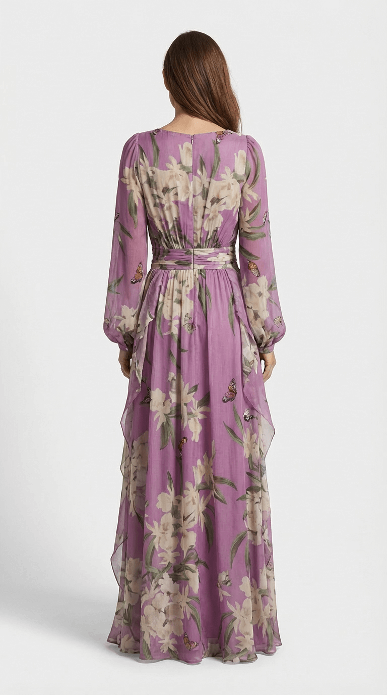 Amelina | Robe Longue Fleurie à Manches Longues2