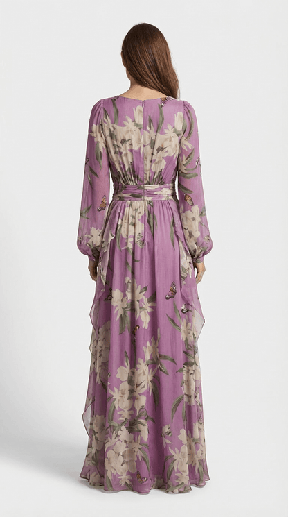 Amelina | Robe Longue Fleurie à Manches Longues2