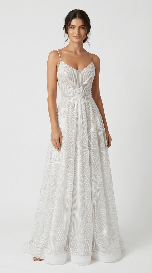 Charlise | Robe Maxi Blanche à Sequins1